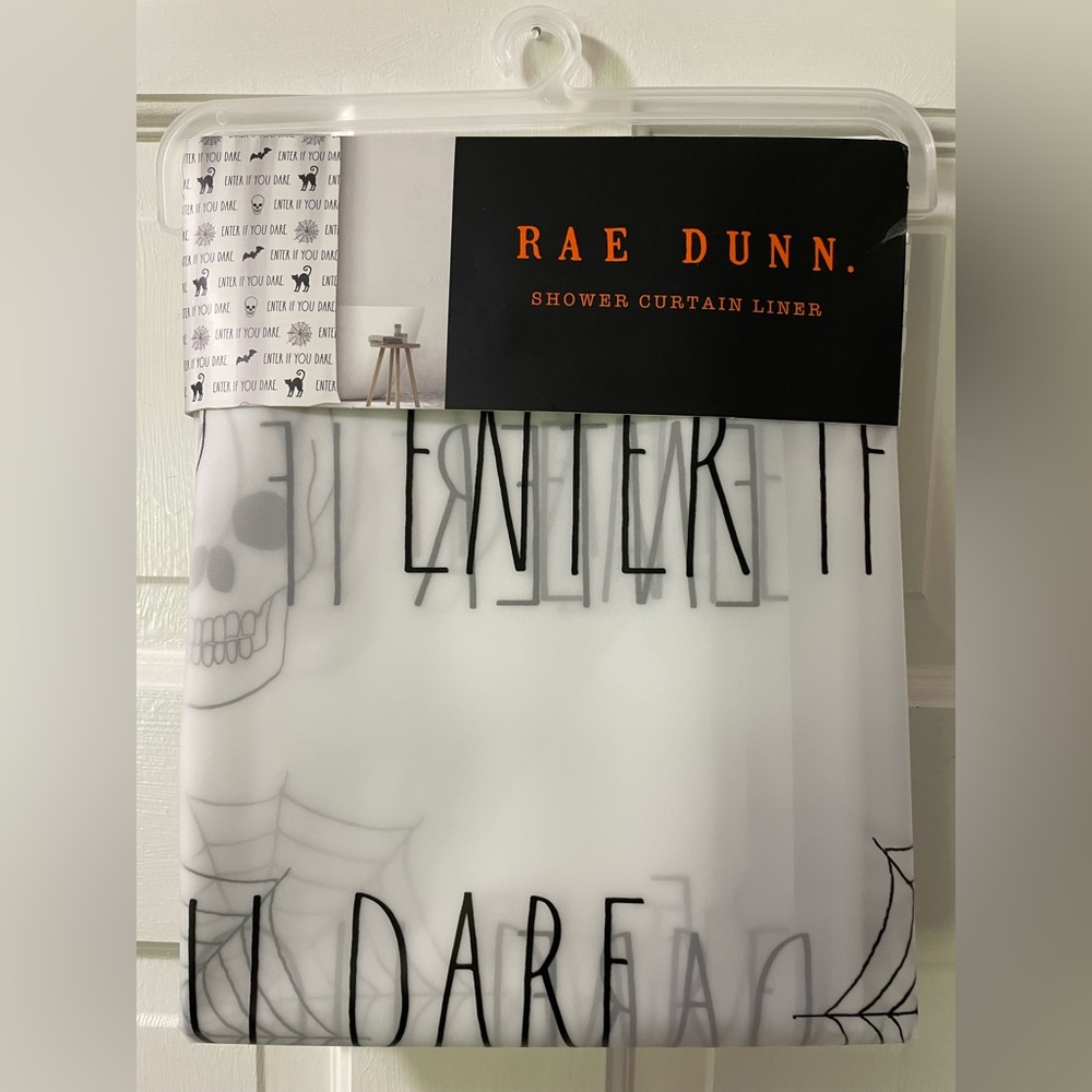 Enter If You Dare Halloween Rae Dunn Shower Curtian NWT